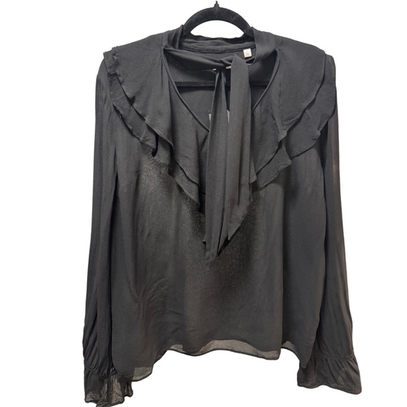 Aritzia Little Moon Black Gazania Ruffle Blouse - Picture 1 of 2